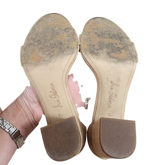 Sam Edelman Size 8.5 Nude / Tan Odila Scalloped Strap Heels - Picture 7 of 8